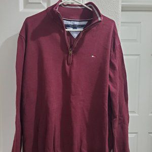 Tommy Hilfiger Quarter Zip Maroon Sweater